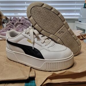 Puma White and Black Platform Sneakers